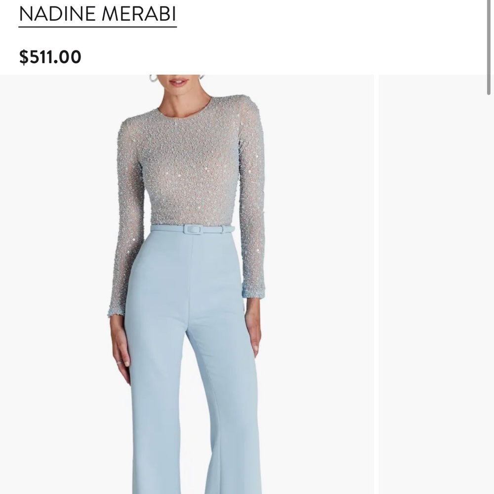 NADINE MERABI Light Blue Flare Jumpsuit - Picture 4 of 4